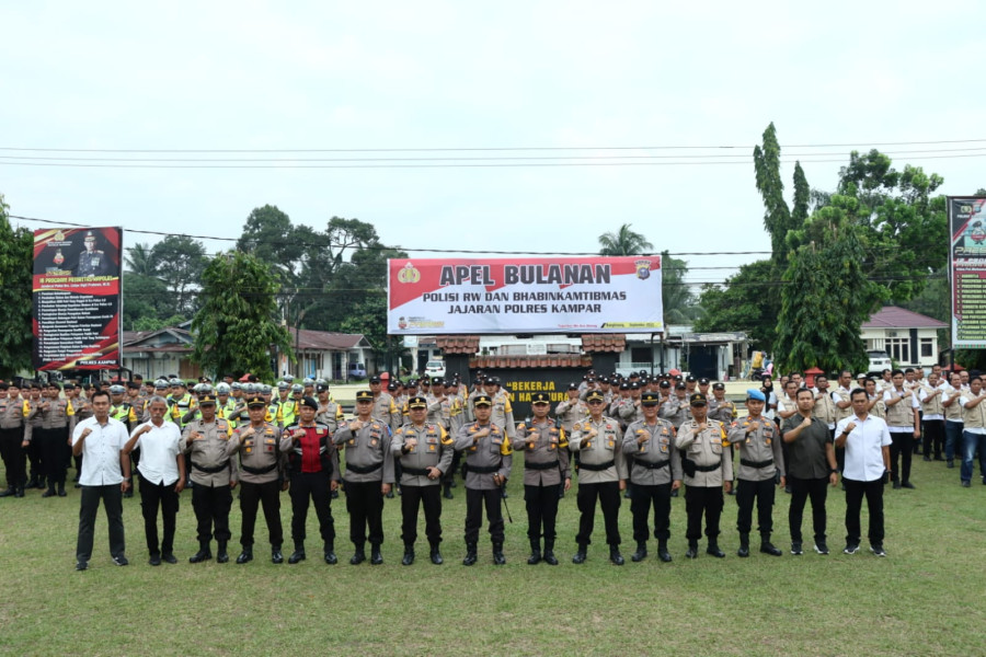 Kapolres Kampar Pimpin Apel Bulanan Polisi RW dan Bhabinkamtibmas