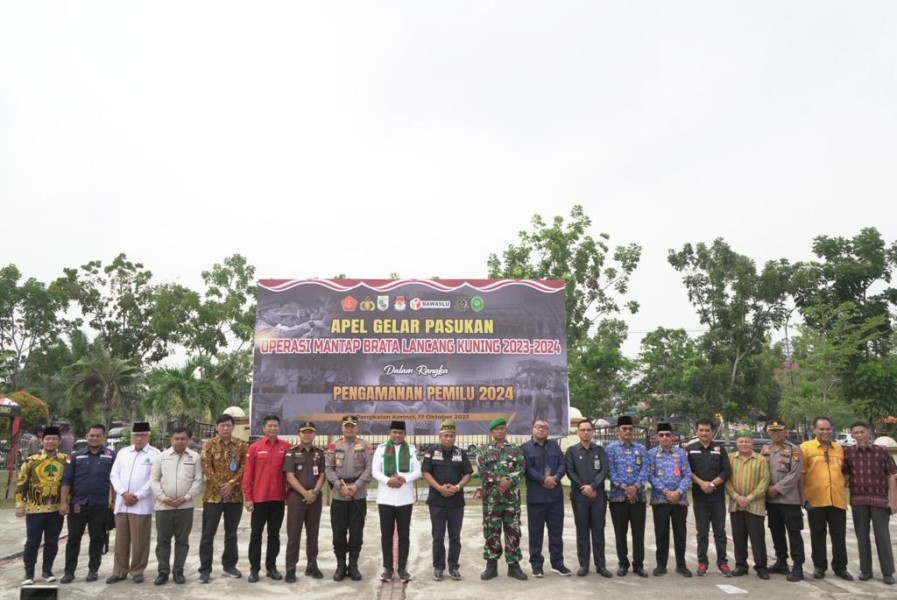 Polres Pelalawan Apel Gelar Pasukan Operasi Mantap Praja, Kawal Pemilu Terselenggara Aman dan Lancar